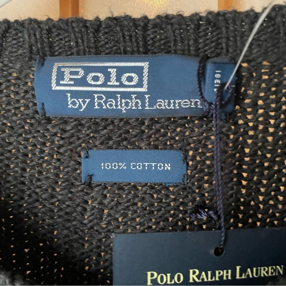 Polo Ralph Lauren‎ Vintage Black Luxury Cotton Sweater, L